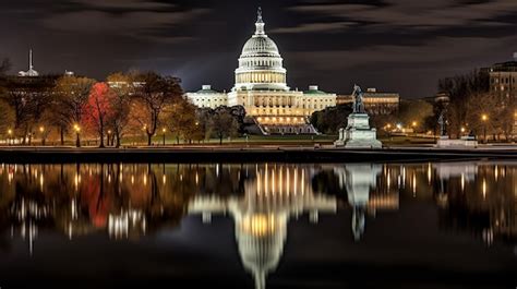 Premium AI Image | Night view of United States Capitol