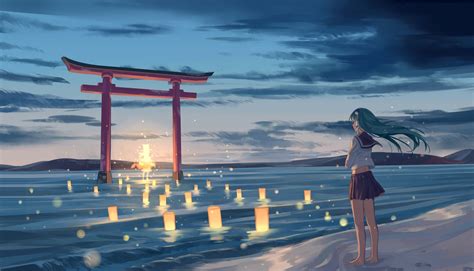 🔥 Download Anime Beach Wallpaper Scenery Art by @arobertson | Anime Beach Wallpapers, Anime ...