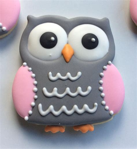 Owl Decorated Cookies Baby Shower Birthday Party Pink and Gray | Etsy