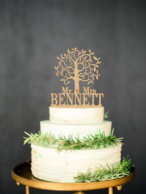 Wooden Cake Topper Mr Mrs Rustic Cake Topper Personalized Tree Wedding Topper #2478752 - Weddbook