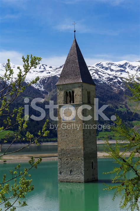 Lake Resia Bell Tower Stock Photo | Royalty-Free | FreeImages