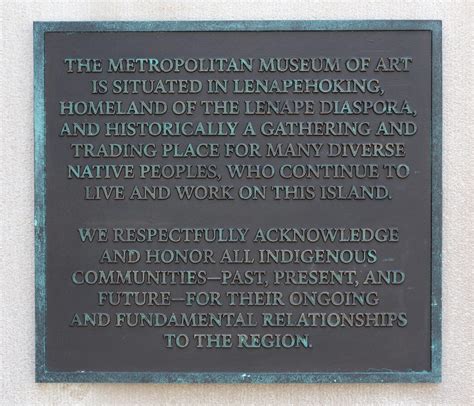 Met Museum Acknowledges It Is on Lenape Land with New Plaque