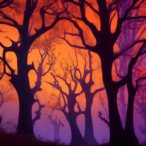 Forest Tree At Halloween Dark Night With Pumpkin Backgrounds | JPG Free Download - Pikbest