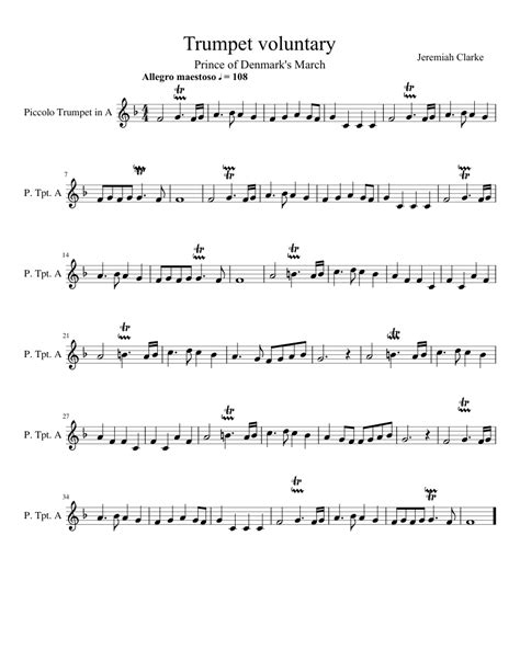 Trumpet Voluntary Sheet music for Trumpet piccolo (Solo) | Musescore.com