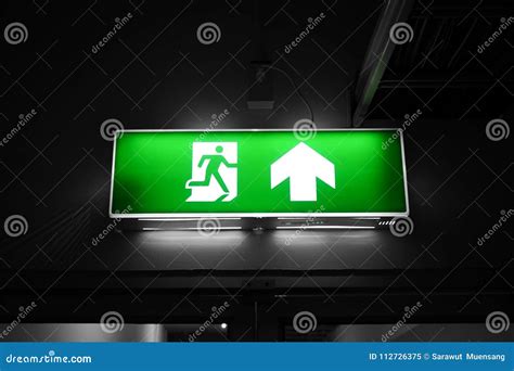 Fire exit in factory. stock image. Image of artwork - 112726375