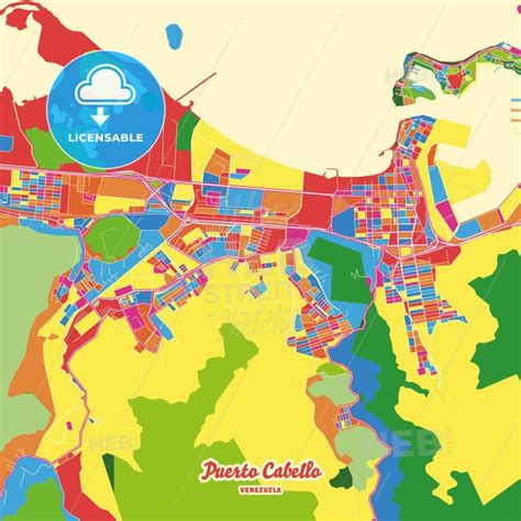 Puerto Cabello, Venezuela Crazy Colorful Map Print Template in 2022 | Puerto cabello, Colorful ...