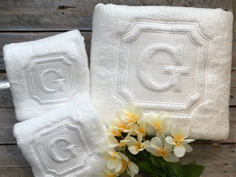 Embossed Monogrammed Hand Towel, Square Monogrammed Towel - Etsy | Towel embroidery designs ...