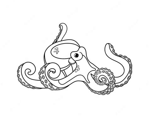 Premium Vector | Contoured black-and-white illustration of an octopus ...