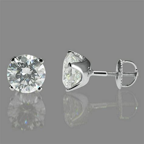 3 Ct Round Brilliant VVS1 Diamond Stud Earrings Women's - Etsy