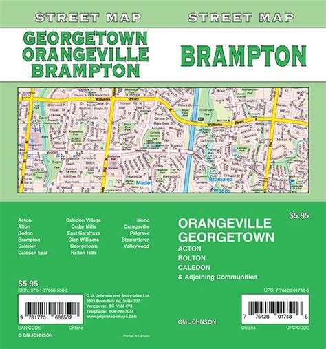 Brampton/ Orangeville / Georgetown, Ontario Street Map - GM Johnson Maps