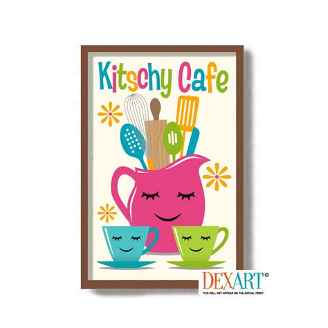 Kitsch Decor Mid Century Modern Kitchen Art Print, Kitchen Utensils, Chef Gift, Coffee Gift ...