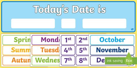 Day and Date Chart for Classroom | Twinkl Learning Resources