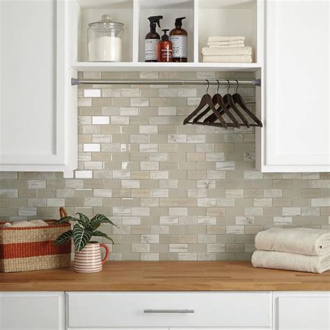 Daltile Premier Accents Beach Brick Joint 11 in. x 13 in. x 6 mm Glass Mosaic Tile ...