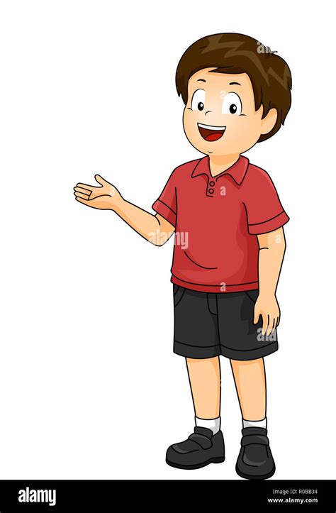 Illustration of a Kid Boy Standing and Presenting Something to His ...