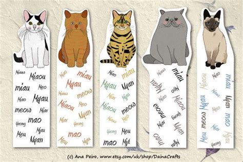 Printable Cat Bookmarks Cats Bookmarks Instant Digital - Etsy UK | Cat ...