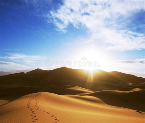 Sunrise in desert stock photo. Image of landscape, morocco - 5332160