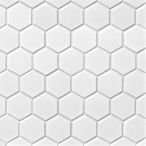 Hex Matte White Porcelain Mosaic Wall and Floor Tile - 2 x 2 in. - The ...