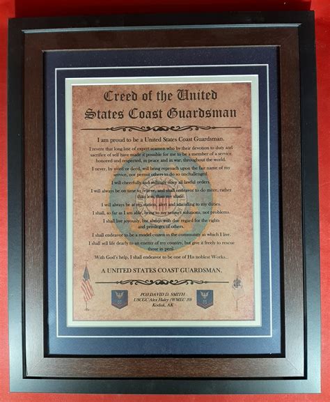 BEST Coast Guard Creed Aged Parchment Framed Matted | Etsy