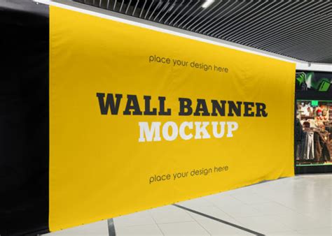 Horizontal Wall Banner Mockup - Mockup World