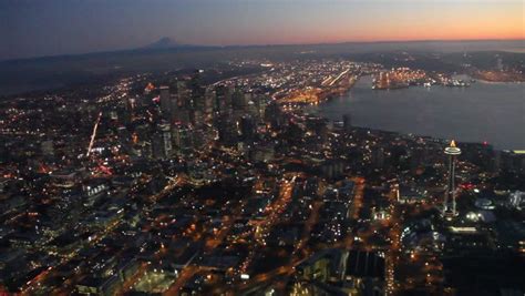 Two Aerial Night Views Of Seattle Stock Footage Video 1754930 ...