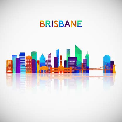 Brisbane Skyline Silhouette In Colorful Geometric Style Symbol For Your ...