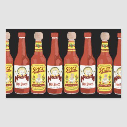 Cute Spicy Cats hot sauces illustration black Rectangular Sticker ...