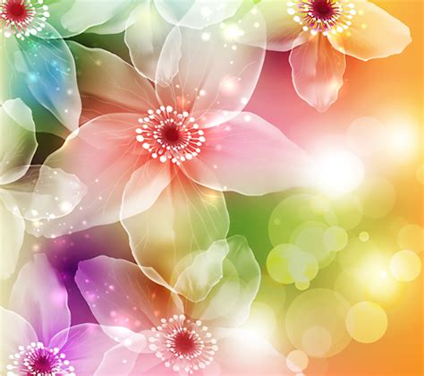 Colorful flower with halation background design vector free download