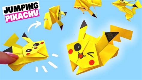 How to make origami JUMPING PIKACHU [origami pokemon, hopping pikachu] - YouTube | 折り紙 ポケモン ...