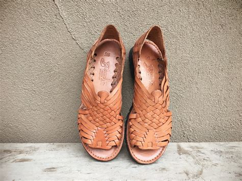 Vintage Mexican huarache sandals Women's Size 9.5 tanned leather boho hippie woven slip on ...