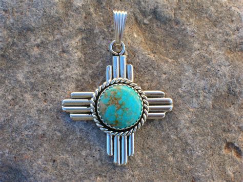 New Mexico Zia Symbol Turquoise and Silver by SantaFeSilverworks