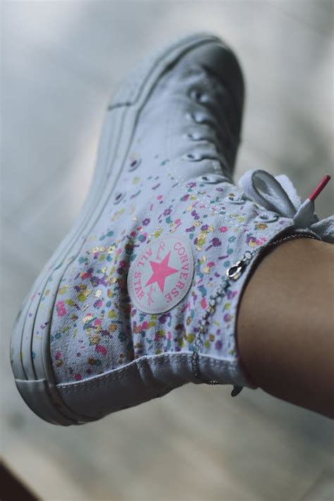 White Converse Sneaker with Floral Pattern · Free Stock Photo