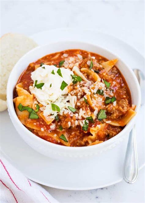 One pot EASY lasagna soup recipe- I Heart Naptime