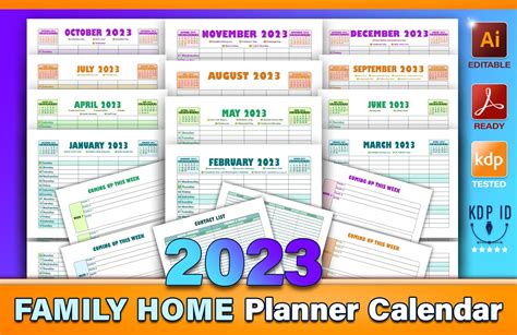 2023 Family Home Planner Calendar Graphic by KDP ID · Creative Fabrica