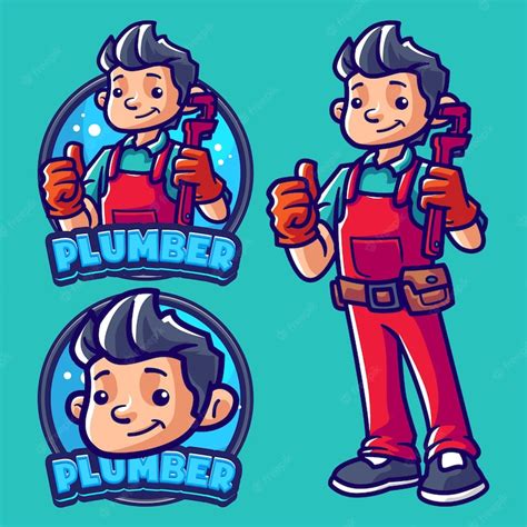 Premium Vector | Plumber Mascot Logo Template