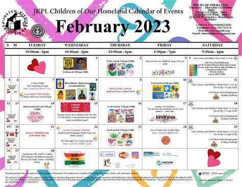 February 2023 Calendar of Events – Joeten Kiyu Public Library