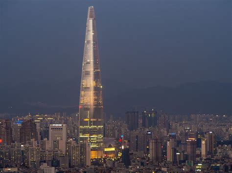 Lotte World Tower-Night View-Guryongsan-Seoul-South Korea | Lotte world, Tower, Shanghai tower