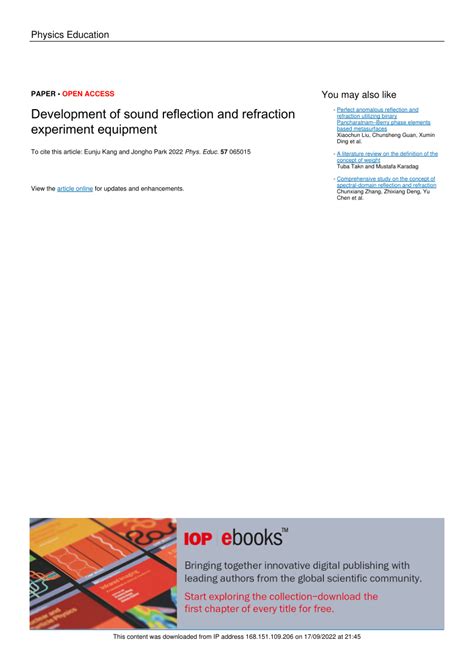 (PDF) Development of sound reflection and refraction experiment equipment