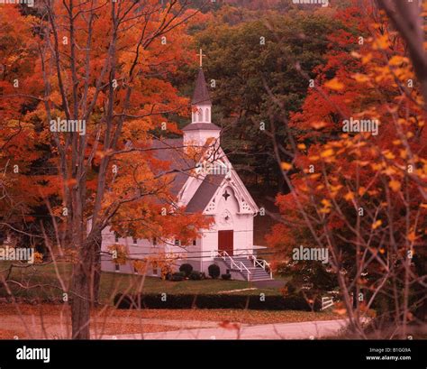 New England Church in Autumn Stock Photo - Alamy