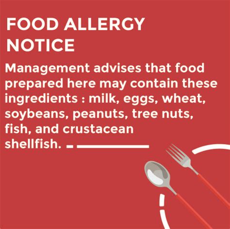 Printable Free Food Allergy Notice Poster - Printable Word Searches