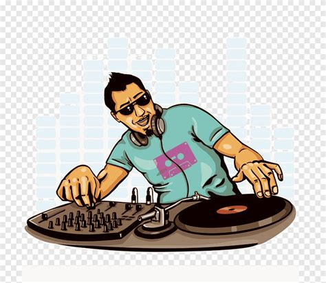 Disc jockey DJ mixer Illustration, DJing cartoon characters, cartoon ...