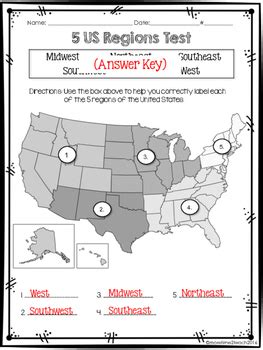 FREE- 5 US Regions Map Test by More Time 2 Teach | TpT