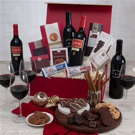 Holiday Curated Red Wine & Chocolate Gift Box by GourmetGiftBaskets.com