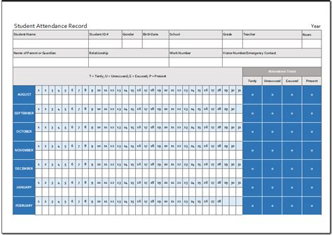 Student Attendance Record Template for Excel | Word & Excel Templates