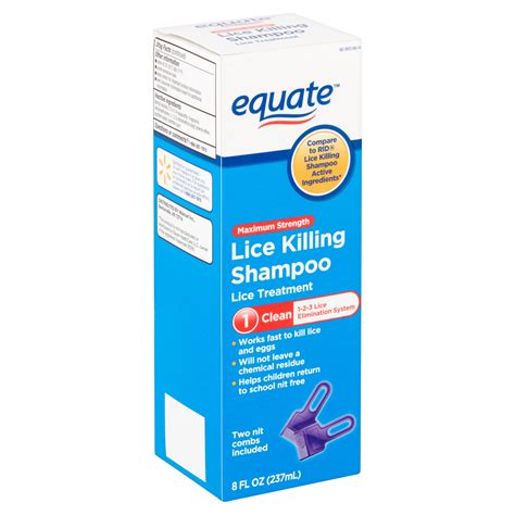 Equate Lice Killing Shampoo; Step 1 Lice Treatment For Kids and Adults ...