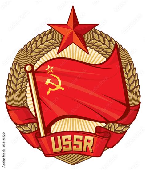 USSR flag (soviet union, wreath of wheat) Stock Vector | Adobe Stock