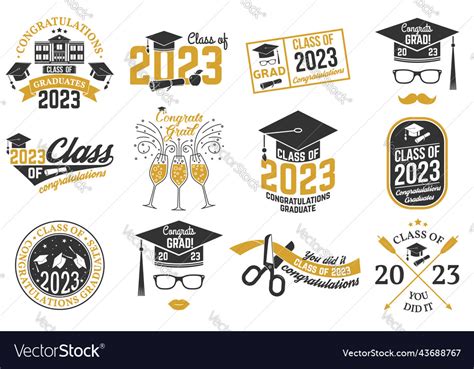 Set of class 2023 badges concept Royalty Free Vector Image