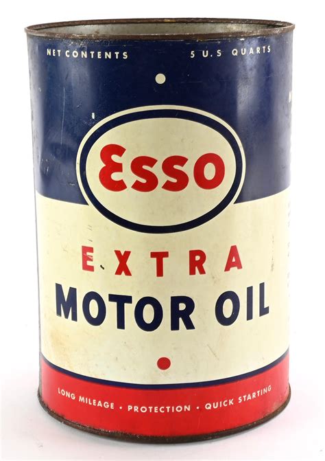 Lot - Vintage ESSO Extra Motor Oil 5 Quart Can