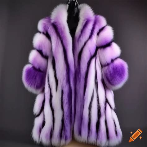 Fashionable zebra print fox fur furry coat