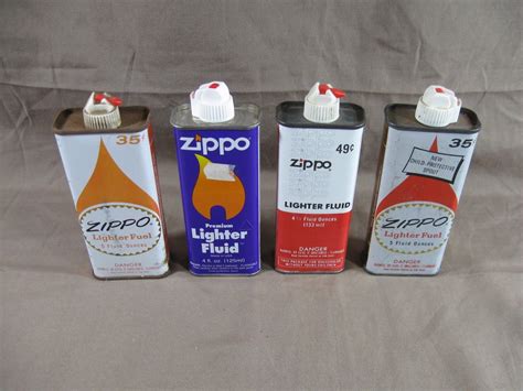 Set of 4 Antique Vintage ZIPPO Lighter Fluid Cans -- Antique Price ...