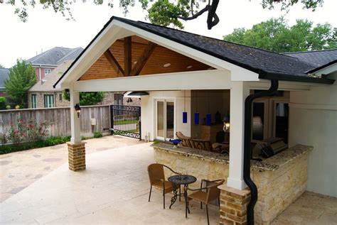 Contemporary Patio Cover, Kitchen and Firepit - Texas Custom Patios